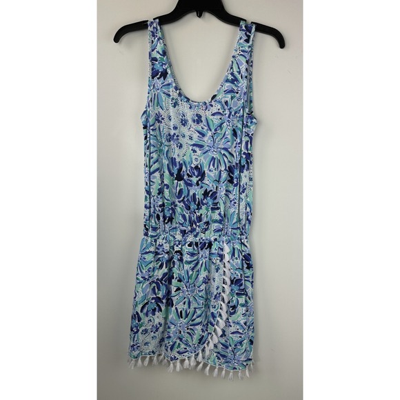 Lilly Pulitzer Jarrett Romper Iris Blue W/ Tassels Beach Vacation Resort Size XS - Picture 2 of 13